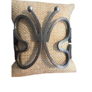 Vintage Butterfly Design Steel Cuff Bracelet Unpolished Metal Openwork Estate